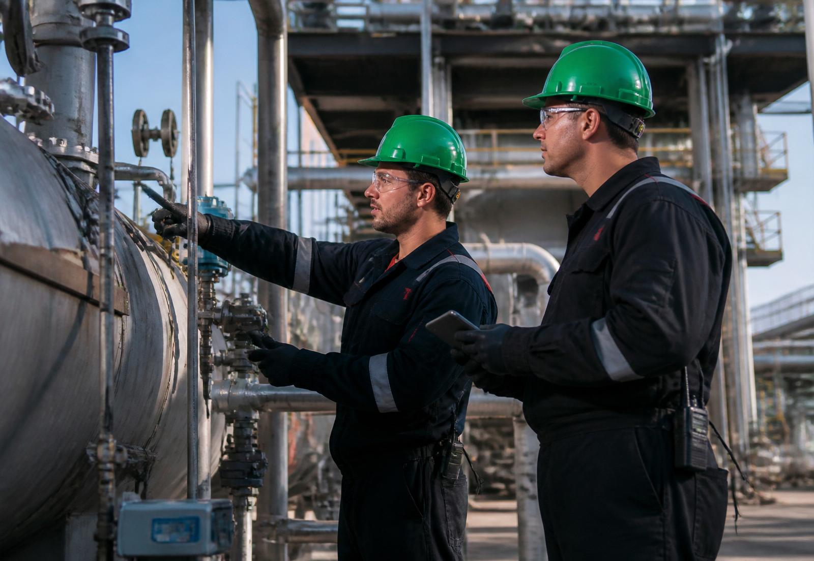 Técnicos da JDS em inspeção de equipamentos industriais